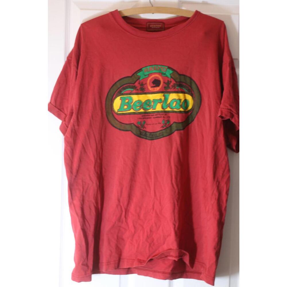 Burton Menswear Beerlao T-Shirt Red Laos Beer Graphic Mens Tee